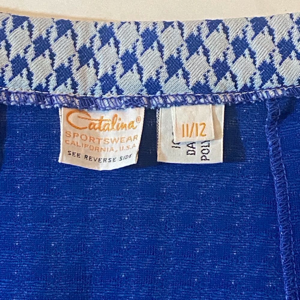 VTG,Catalina Sportswear California,U.S.A Blue and White Houndstooth A-Line Skirt - Picture 6 of 6
